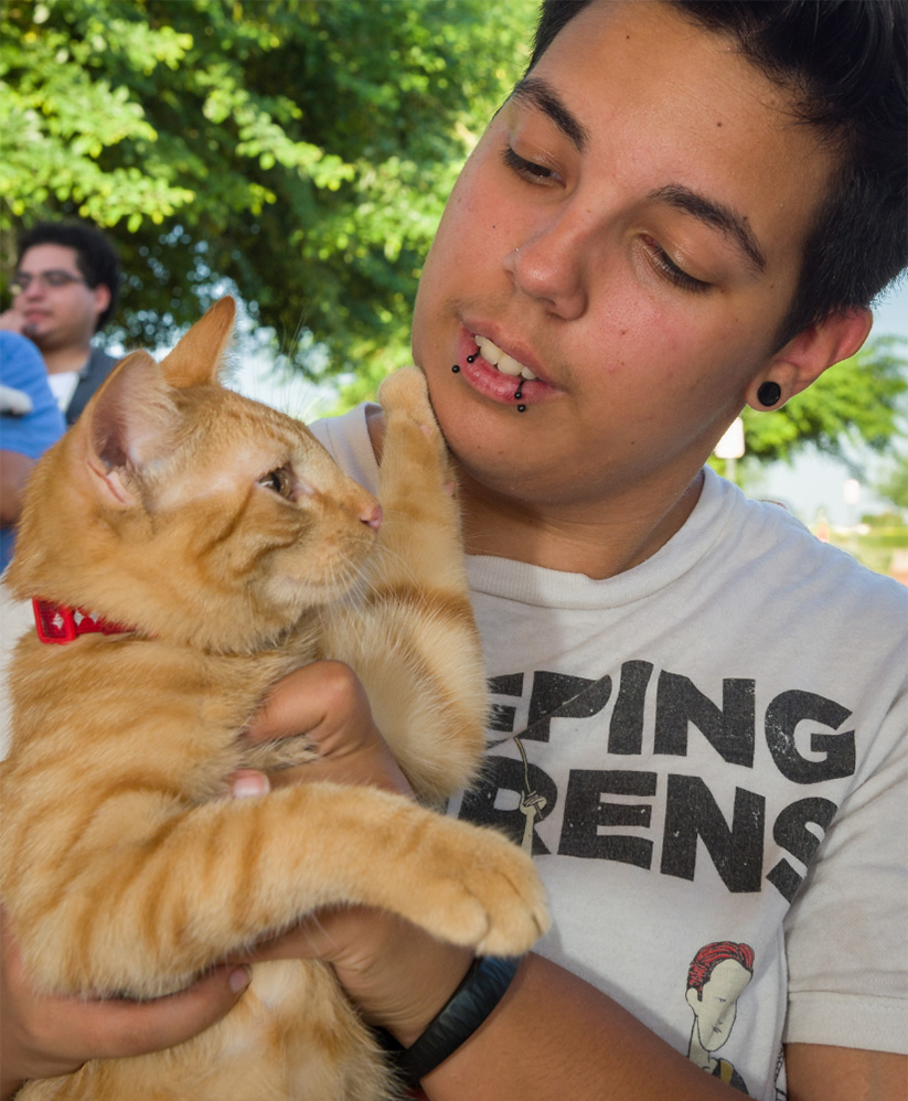 cat with person